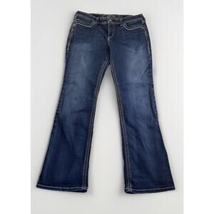 Ariat Women's Blue Jeans Turquoise Size 32R Western Embroidered Rhinestone